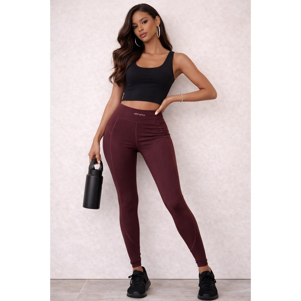 Athleta Leggings Womens Small Petite Red High Rise‎ Cropped Yoga Pants Athletic